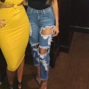 High Waisted Ripped Jeans